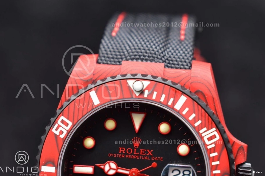 Submariner on Dial Carbon Red 473 1:1 Best VS VSF Black Edition Black DIW Strap Nylon EyeCatching 0720